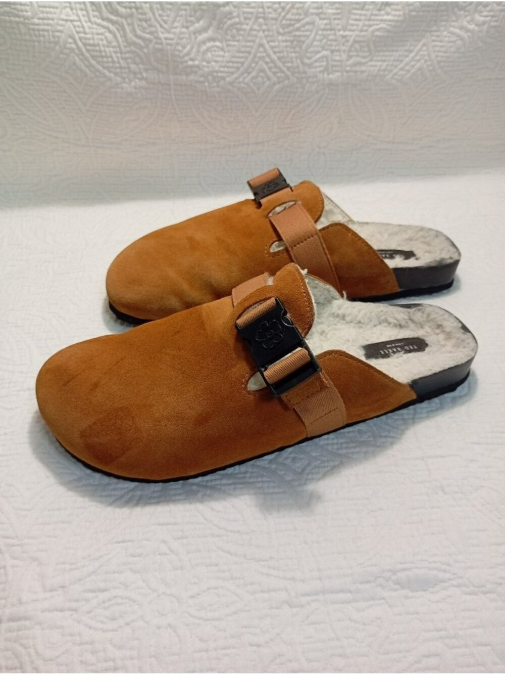 Ted Baker Women's US 9? Suede Chestnut Shearling Slip-On Flat Clogs Shoes